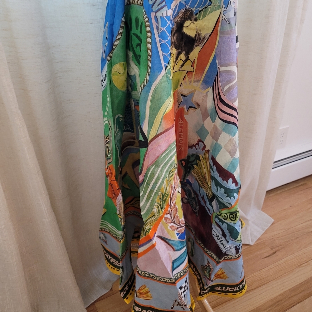 ALÉMAIS Lucky Pace Shirred Linen Midi Sun Dress US 0 NWT - Picture 7 of 10